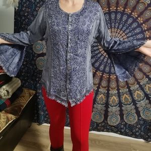 Flowy and Fun Vintage Bohemian Free Size Blouse